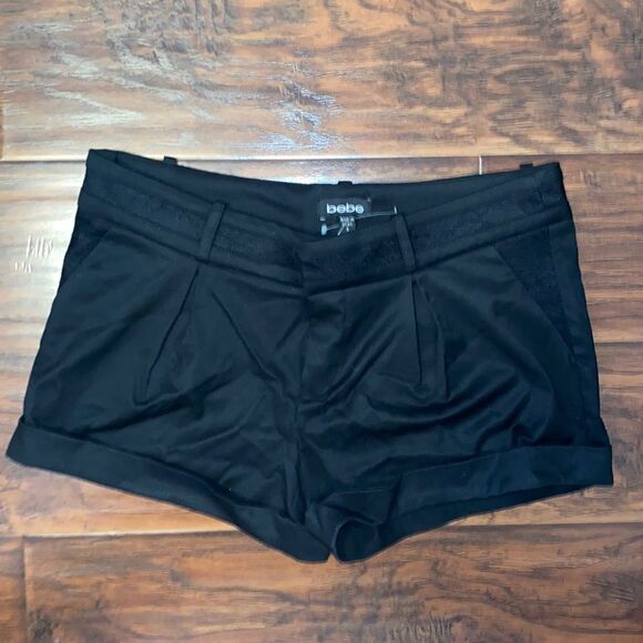 Bebe Y2K Black Cuffed Style Brand New Shorts Feminine Resort Brunch Event Work - Picture 3 of 11